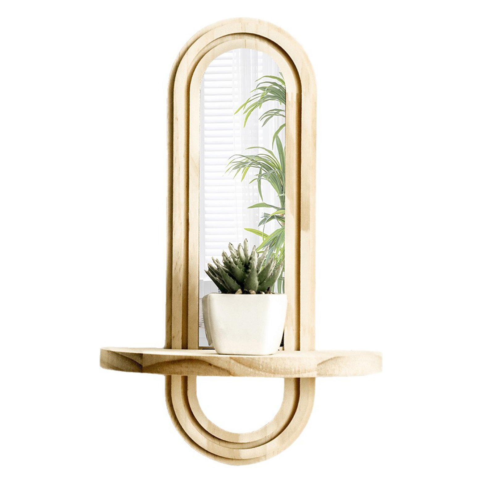 Vanity Home Decor - 壁掛けミラーシェルフ オーバルミラー付きクリエイティブな家の装飾ラック 部屋やバスルームの洗面台の壁飾りに