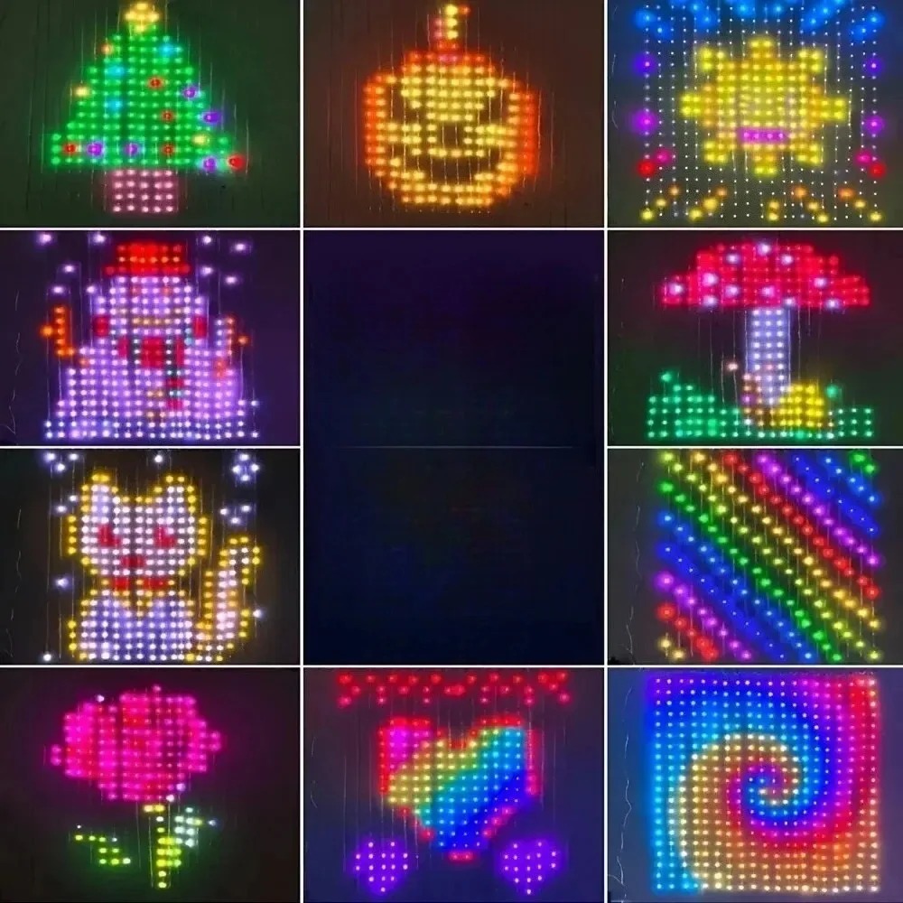 Home Decor Tree - LEDピクセルカーテンライト、Bluetoothアプリで制御可能、RGB、DIY、クリスマスツリー、窓の装飾、ホリデー、屋内、スマートホーム向け。