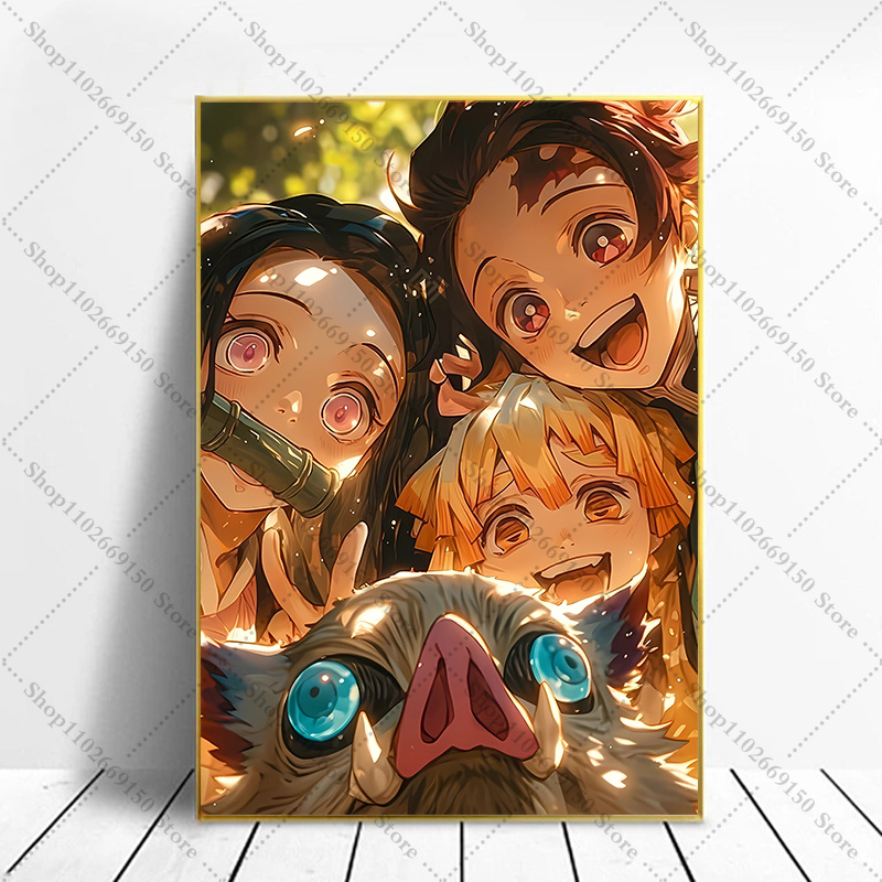 Home Decor Canvas - アニメクリエイティブピクチャーホームデコレーションアクセサリー鬼滅の刃キャンバス（フレームなし）ウォールアート絵画装飾品誕生日プレゼント2026