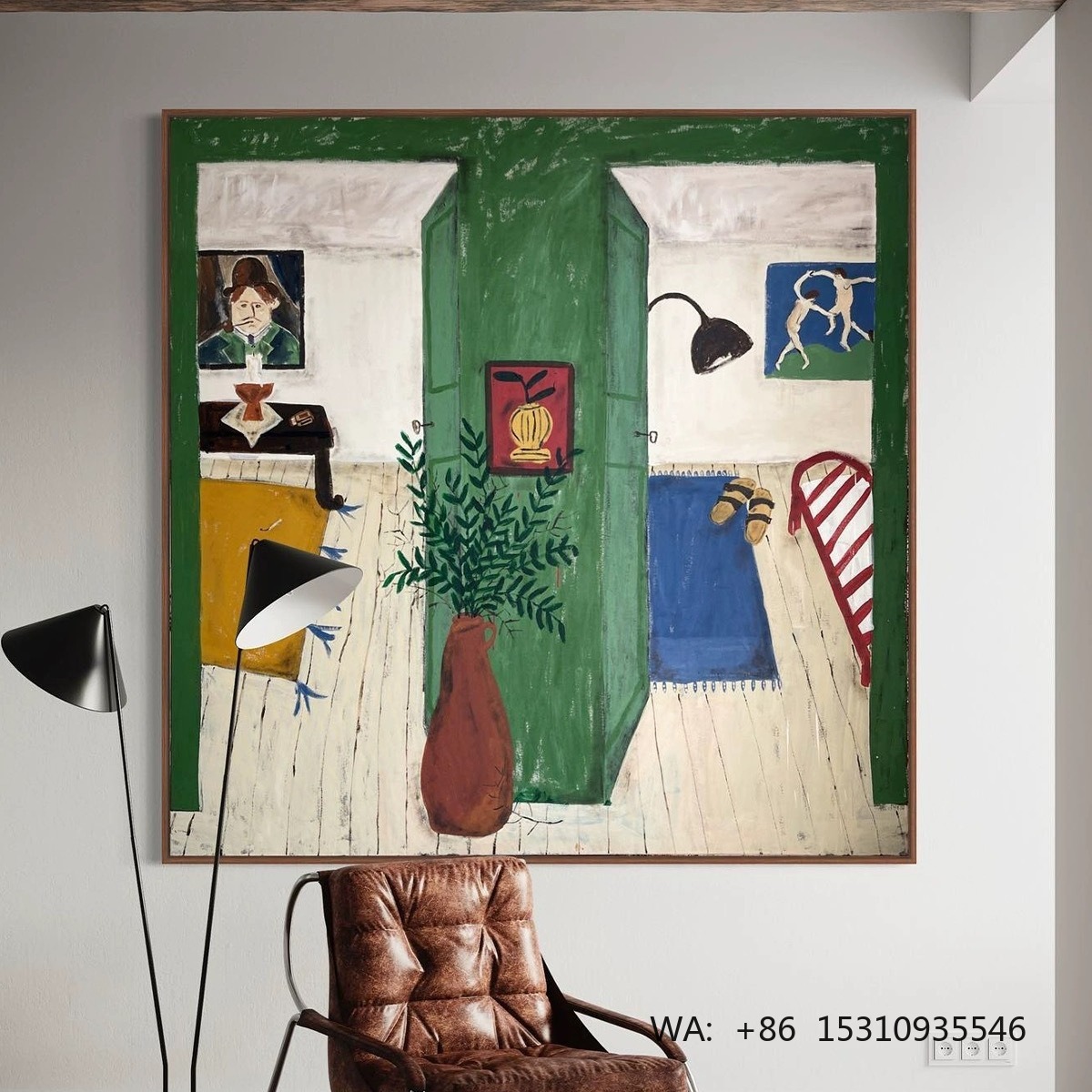 Abstract Oil Painting - マティスニッチアート抽象油絵高級リビングルーム装飾額入り長方形アルミ合金絵画