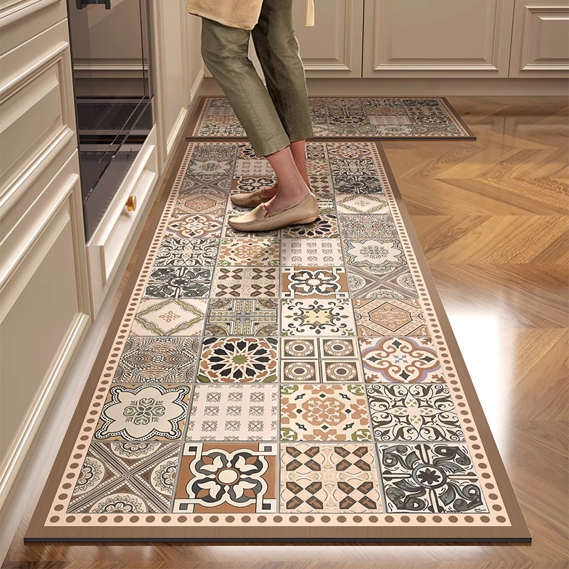 Home Decor Online Free - キッチンフロアマット PVCレザーフットマット 防水耐油ラグ 滑り止め汚れ防止カーペット ランドリーバルコニーラグ 러그