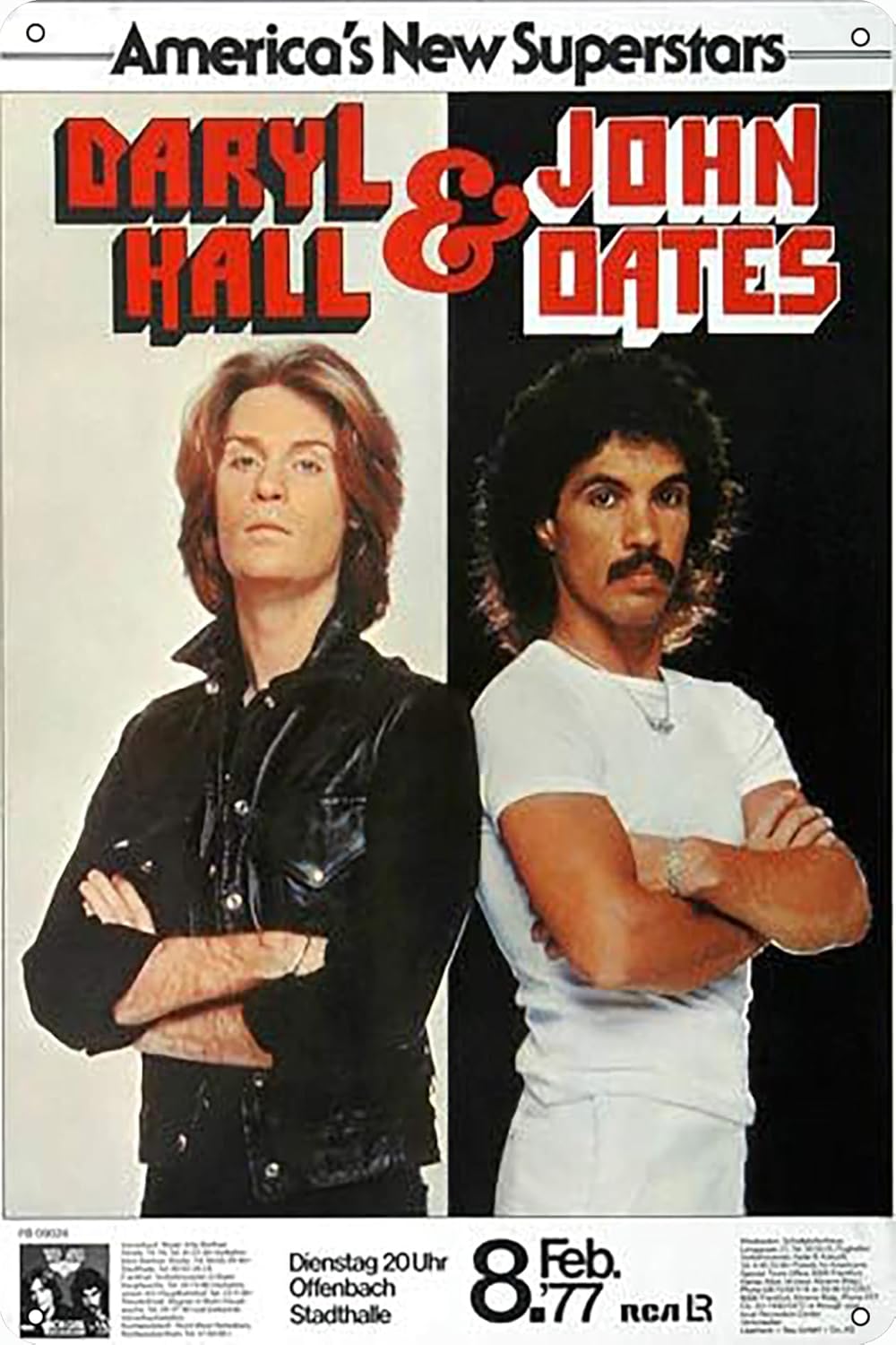 Home Decor Store - 1u、ダリル・ホール＆ジョン・オーツ、フランクフルト1977ポスター、ブリキメタルサイン、レトロな壁飾り、家庭、カフェ、オフィス、店舗、パブ、クラブ用サイン