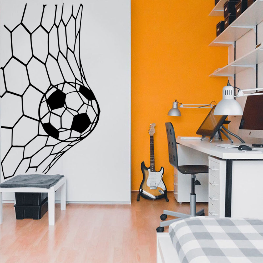 Home Decor Online Free - 大サッカーゴールネットウォールステッカープレイルーム寝室サッカーオンライン壁デカールリビングルーム学校ビニール家の装飾