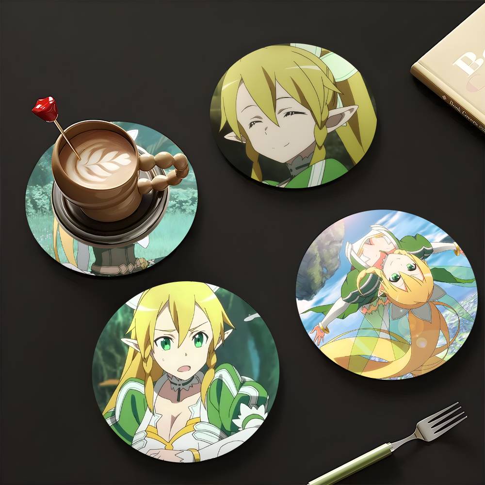 Home Decor Online Free - 1個入り「リーファ」ソードアート・オンライン 木製コースター カラープリント カップマット ホームデコレーション プレゼント