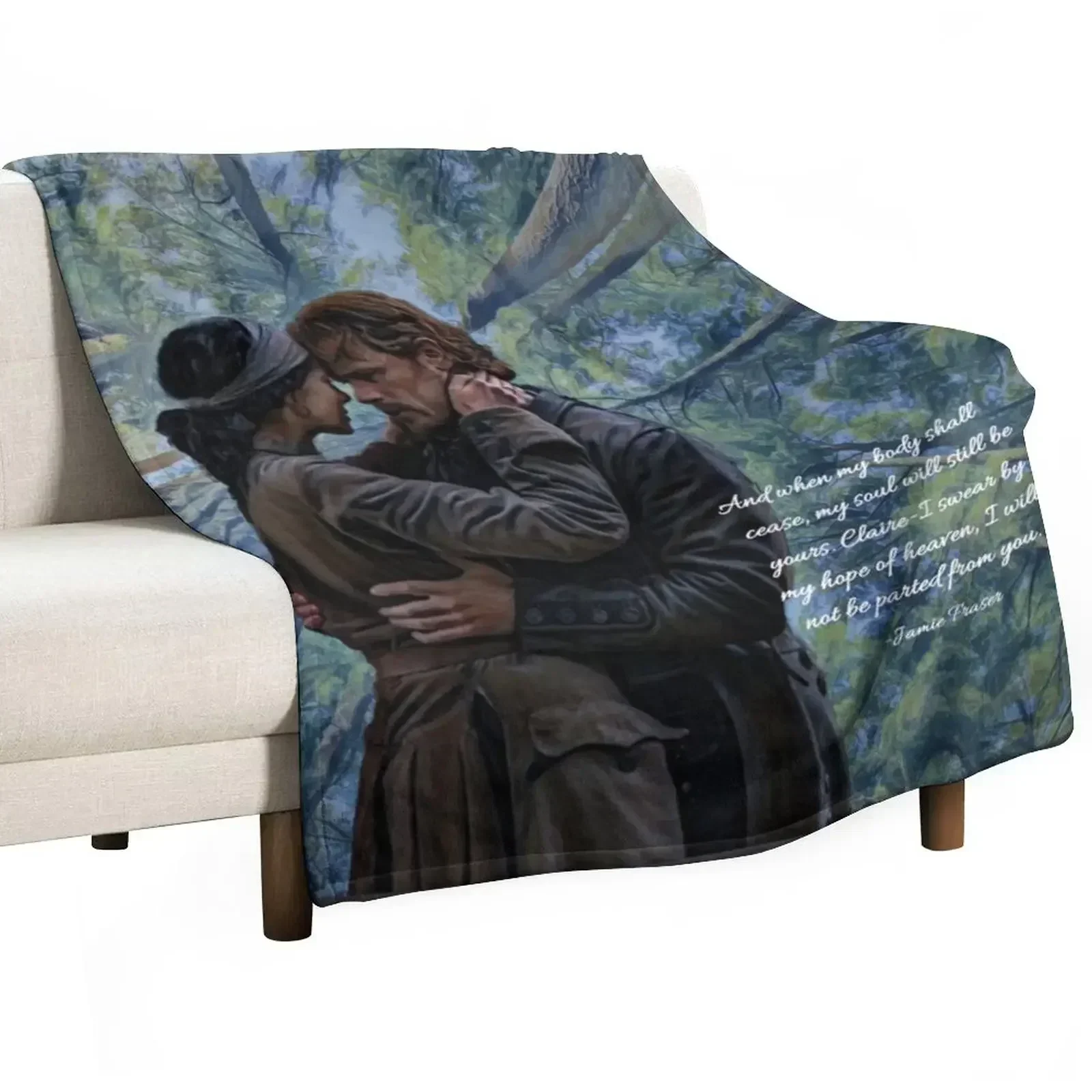 Home Decor Quotes Ideas - ジェイミーとクレア・フレイザー/アウトランダーの名言入りスローケット、装飾用ベッド、バレンタインギフトアイデア、ヘアデザイナー向けソファブランケット