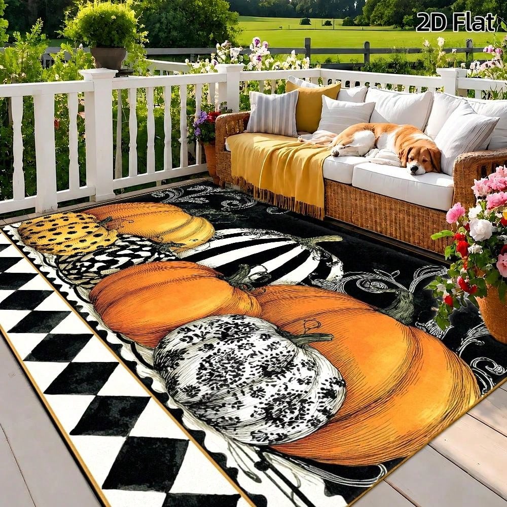 Home Decor Living Room Ideas - ヴィンテージ風の秋の葉っぱのパッチワークプリントが施された、大きなフロアマット。秋の収穫をテーマにした装飾で、寝室、リビングルーム、ホームオフィス、読書スペースに最適な、存在感のあるカーペットです。カラフルなプリントが部屋のアクセントとなり、新築祝いのプレゼントとしてもおすすめです。リビングルーム用のラグ。