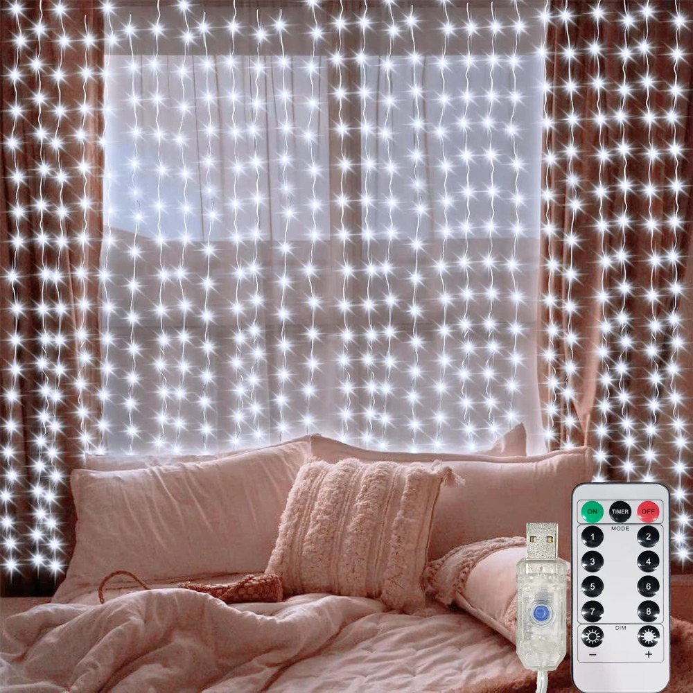 Fairy Lights Bedroom - LED カーテンストリングライトガーランド USB フェストゥーンリモコンウェディングパーティーフェアリーライトクリスマス装飾寝室用ホーム
