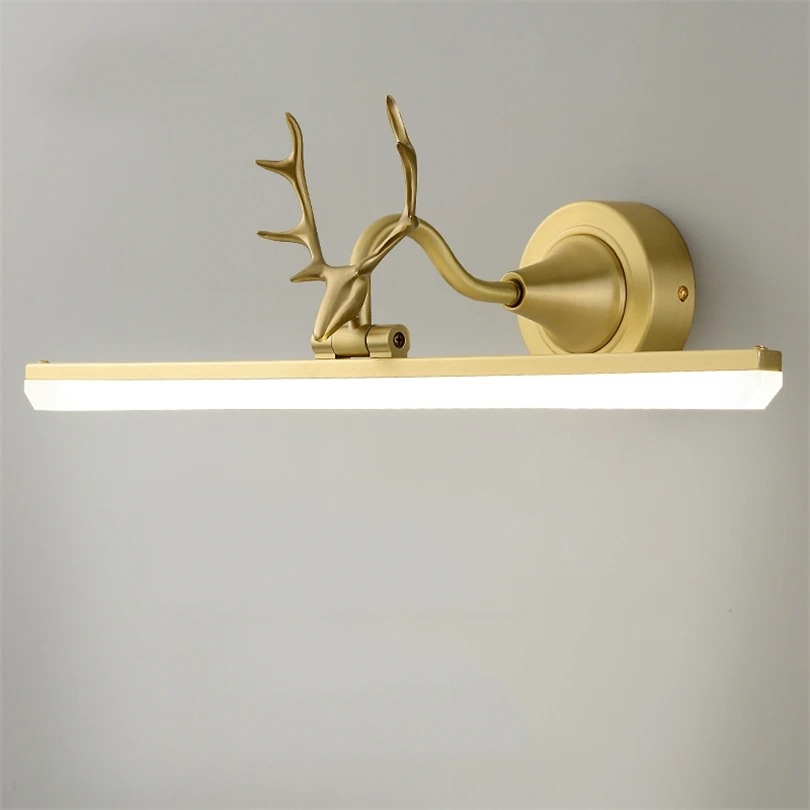Vanity Home Decor - ヴィンテージフル銅ウォールライト Led 家の装飾浴室寝室キャビネット枝角バニティミラーランプ防水ゴールドミラーライト