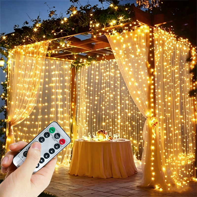 Fairy Lights Bedroom - 100個/200個/300個/600個のLED、リモコン付きUSBカーテンLEDライト。寝室、窓、結婚式、パーティー、クリスマスなどの装飾に。
