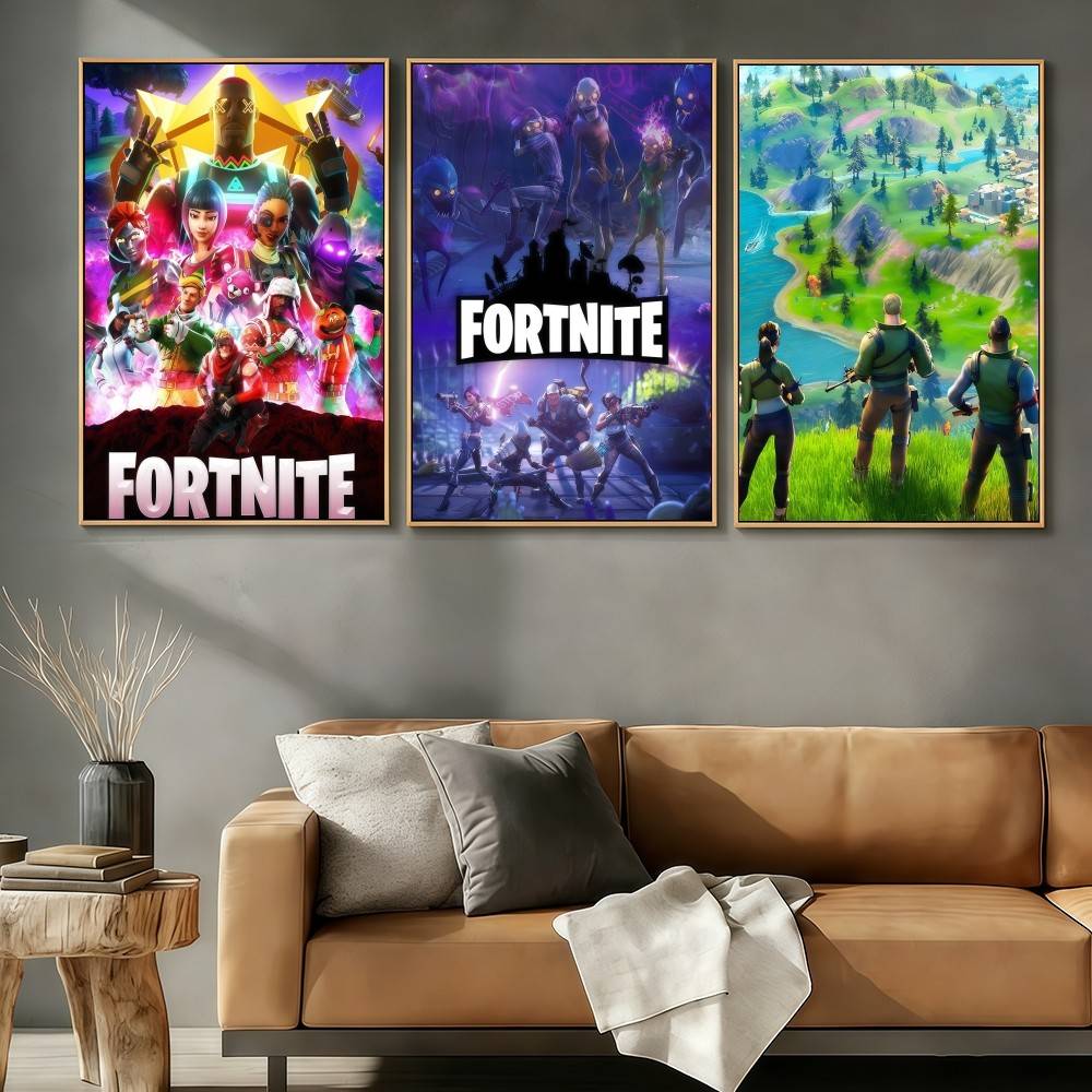 Home Decor Online Free - F-FORTNITES-ES オンラインゲームポスターステッカー アートプリント レトロヴィンテージ壁装飾 HD リビングルーム