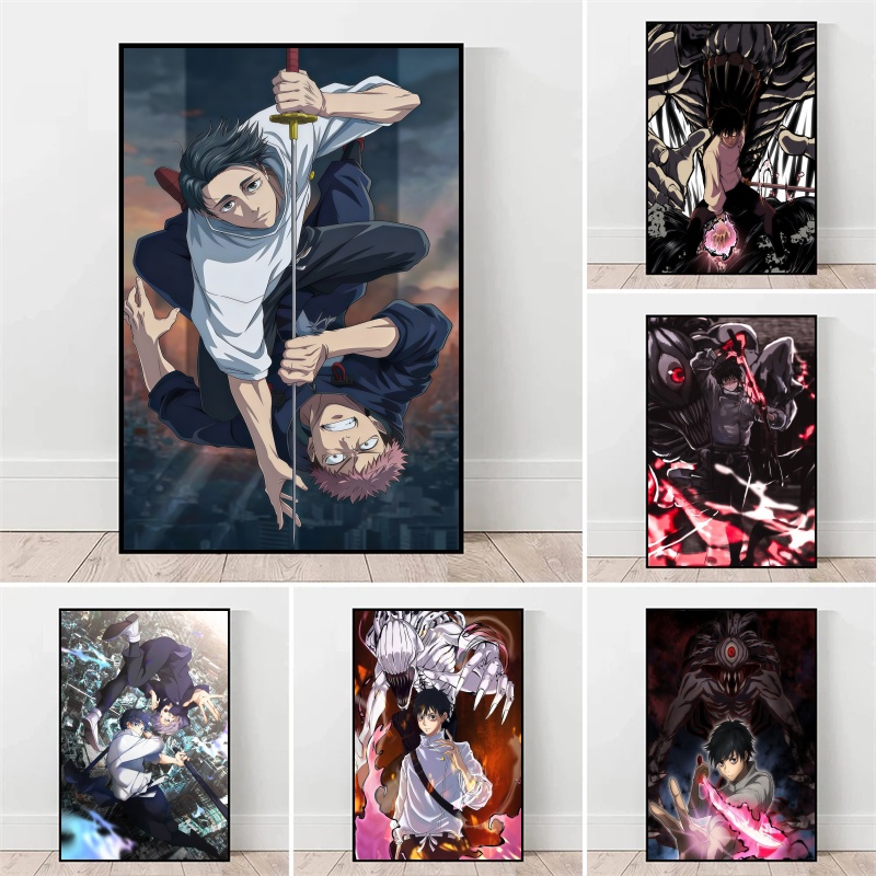 Home Decor Canvas - 呪術廻戦 呪術廻戦 極悪少年ユタ・オコツ＆伏黒恵 キャンバスウォールアート アニメポスタープリント 寝室の家の装飾用