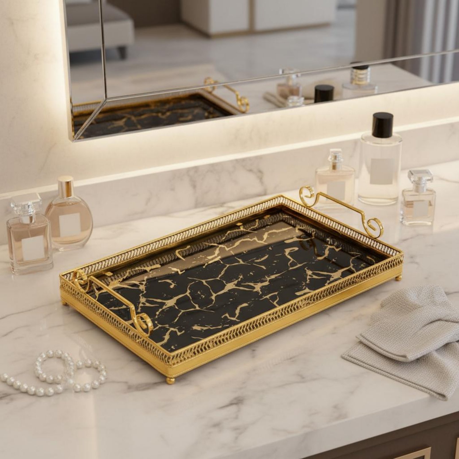 Vanity Home Decor - 装飾ミラートレイ 北欧デザイン ミラートレイ ハウスデコレーション テーブルトップディスプレイ ホームデコレーション