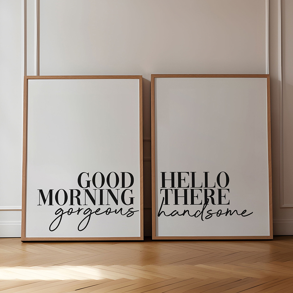 Home Decor Quotes Ideas - ポスターとプリントの良い朝の引用、キャンバスの絵画、カップルの寝室の壁アート、ミニマリストの家の装飾、アイデア