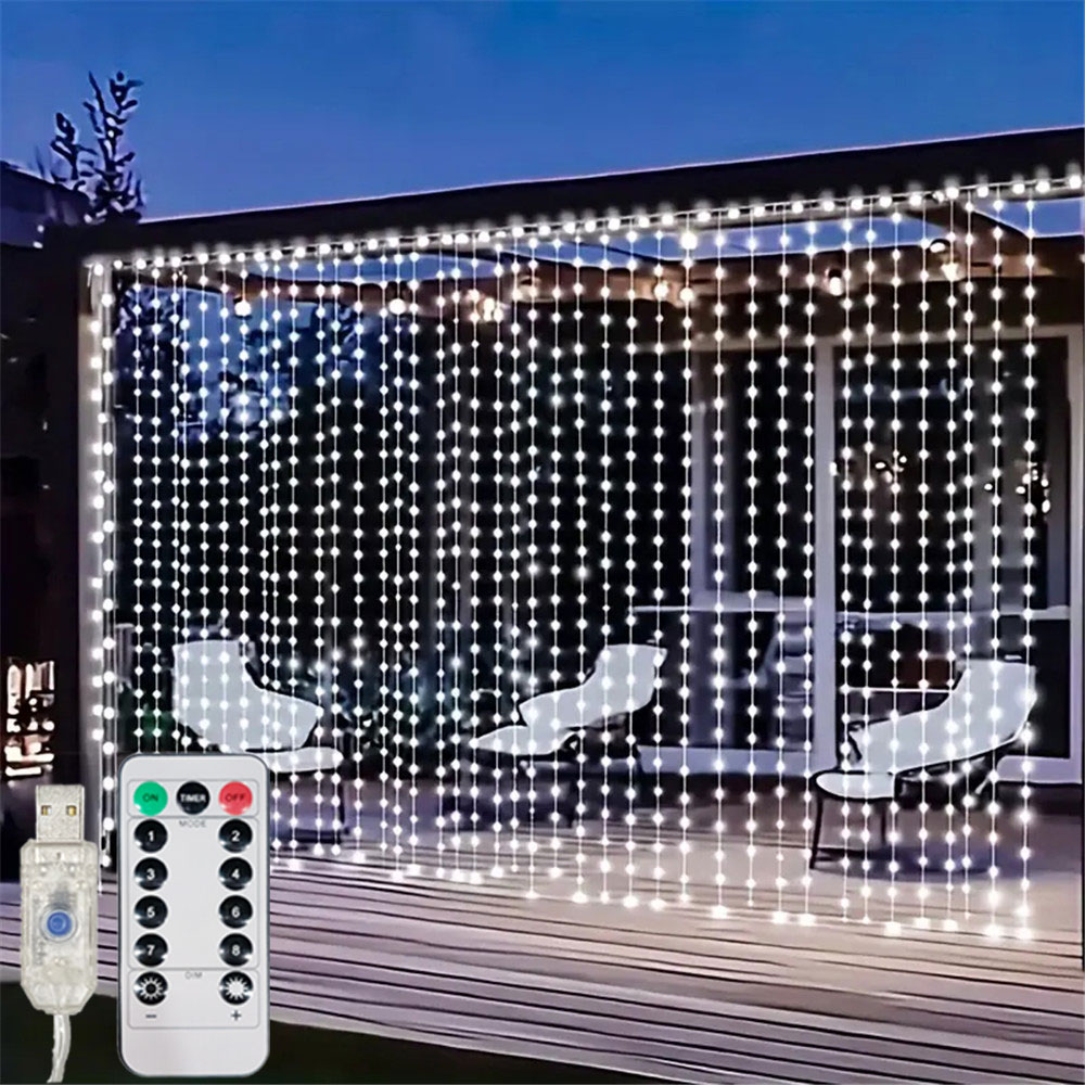 Fairy Lights Bedroom - 3/6M USB LED カーテン 8 モードリモコンライトホリデーウェディングガーランド寝室リビングルームの装飾クリスマス装飾