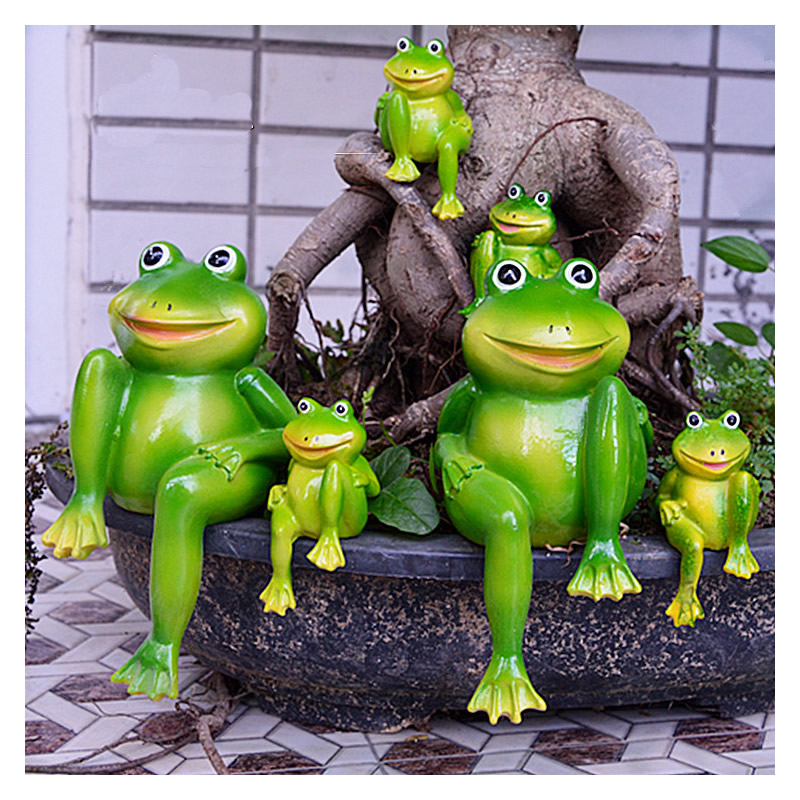 Home Decor Store - 2ピース/セットかわいい樹脂リビングカエル像屋外ガーデン店装飾カエルの彫刻ホームデスク庭の装飾装飾