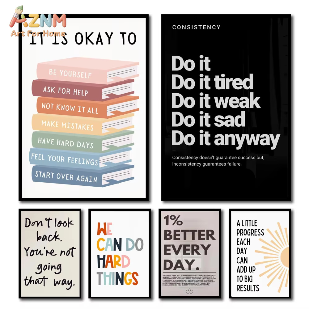 Home Decor Quotes Ideas - 1枚入り 感動的な引用句ポスター ウォールアート モチベーションを高めるメッセージ ユニークなギフトアイデア ポスター