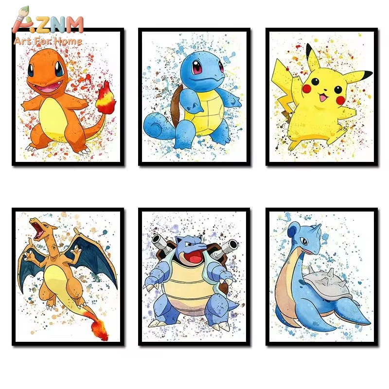 Abstract Oil Painting - 1PC、アニメポケモンキャンバス絵画フシギダネポスターとプリント水彩壁アート画像家の装飾子供のギフト