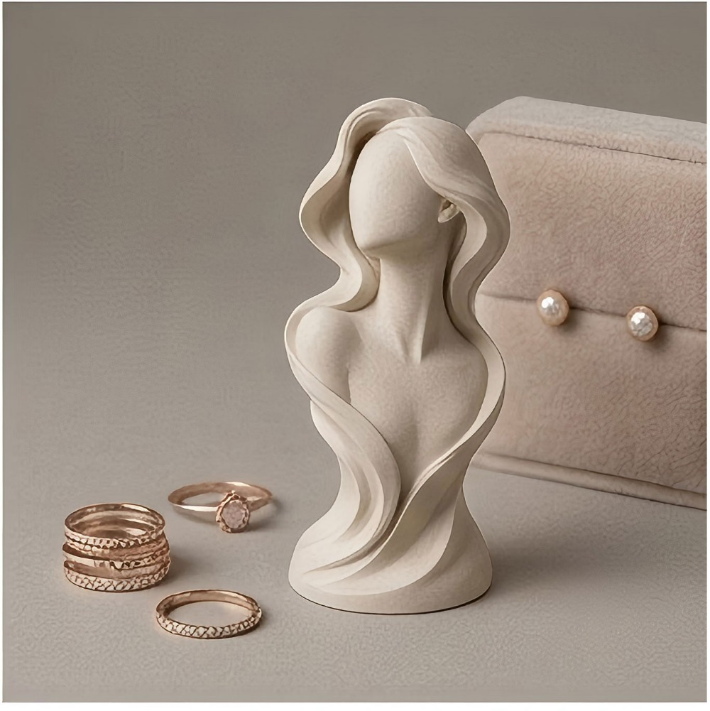 抽象的な顔のない長い髪の女性の胸像彫刻、3Dプリントされた女 - Vanity Home Decor のレビューと価格