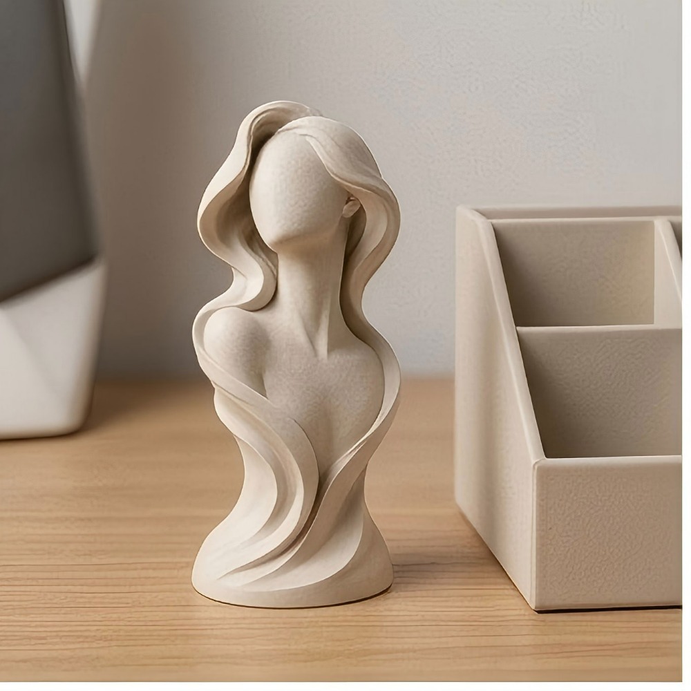 抽象的な顔のない長い髪の女性の胸像彫刻、3Dプリントされた女 - Vanity Home Decor のレビューと価格