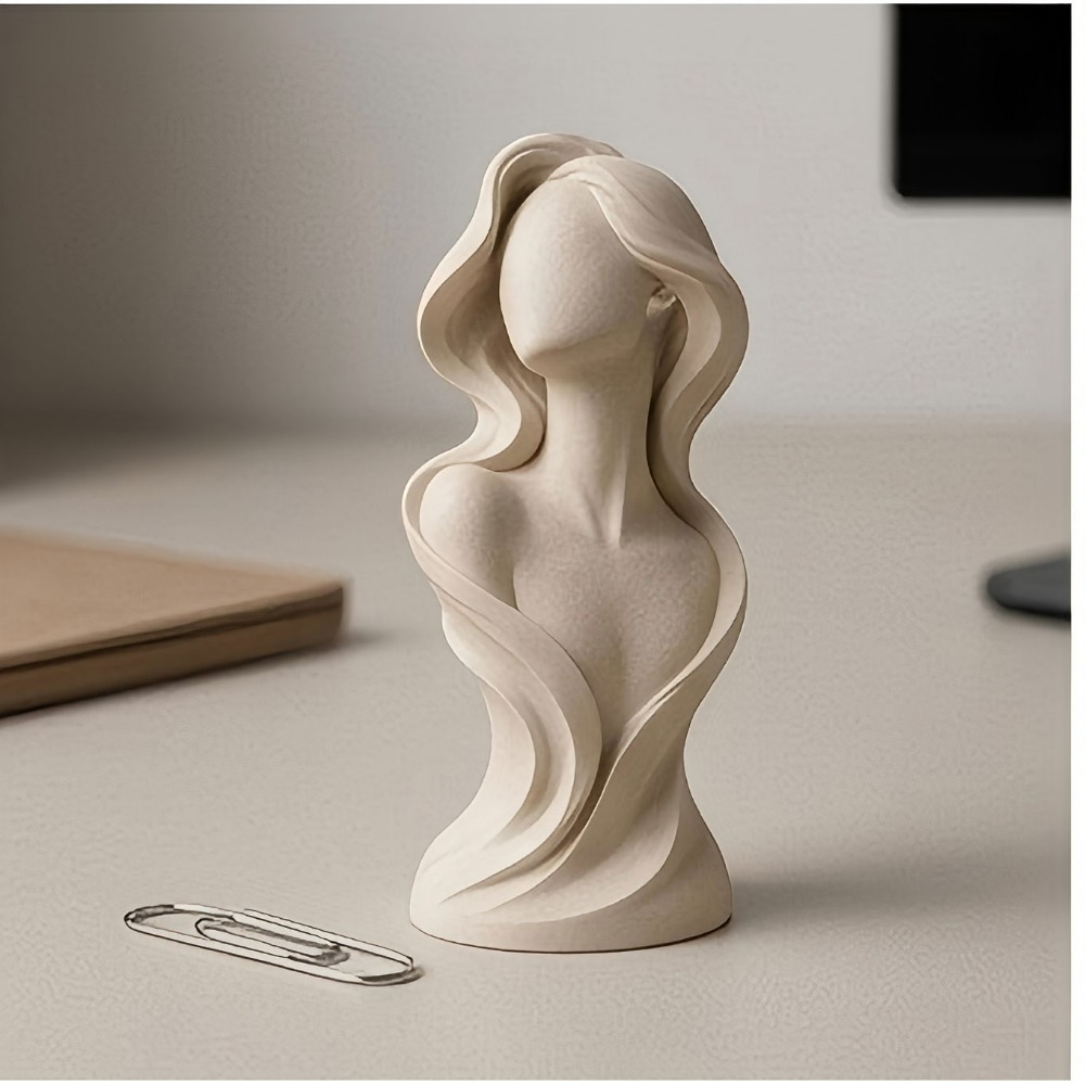 抽象的な顔のない長い髪の女性の胸像彫刻、3Dプリントされた女 - Vanity Home Decor のレビューと価格