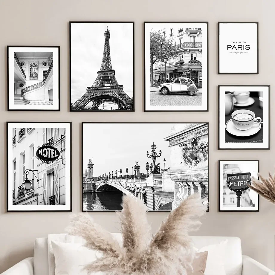 ブラックホワイトパリタオルカフェストアヴィンテージカーミニマ - Home Decor Store のレビューと価格