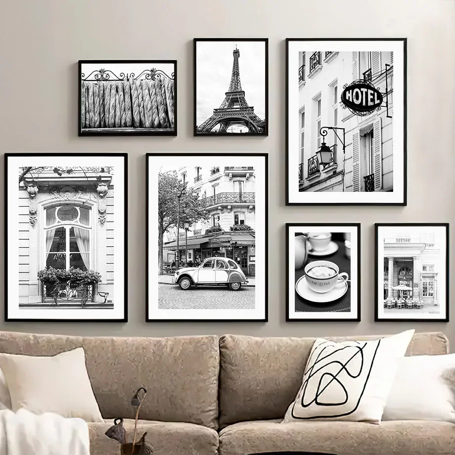 ブラックホワイトパリタオルカフェストアヴィンテージカーミニマ - Home Decor Store のレビューと価格