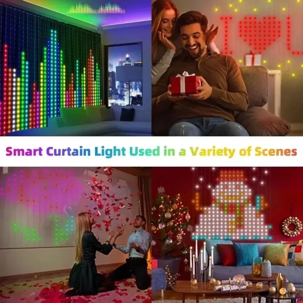 LEDピクセルカーテンライト、Bluetoothアプリで制御 - Home Decor Tree のレビューと価格
