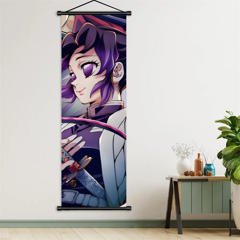 胡蝶しのぶ デーモンスレイヤーアートファブリック掛け軸、アニ - Home Decor Design のレビューと価格