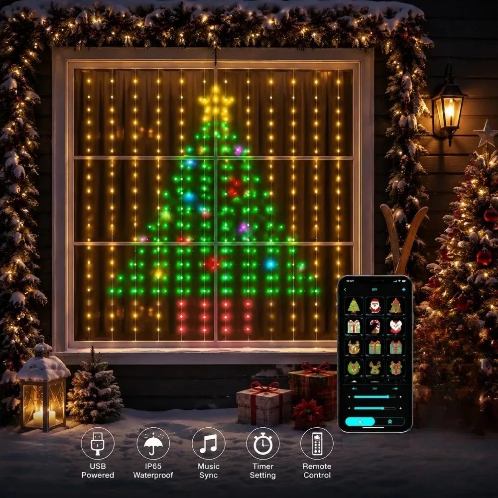 クリスマスイルミネーションライト、LEDカーテンライト、色が - Fairy Lights Bedroom のレビューと価格