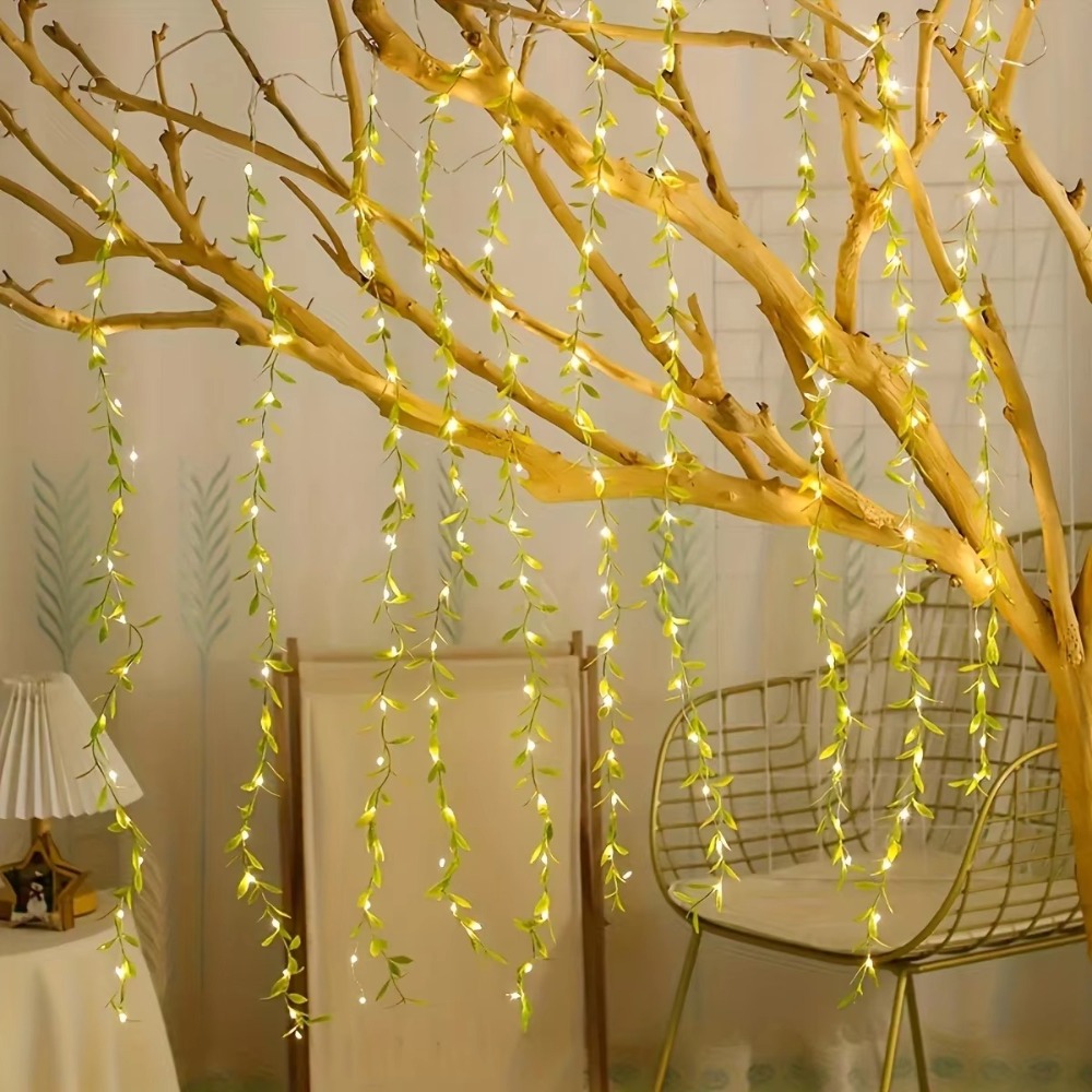 人工植物ガーランド 造花つるライト 寝室パーティー休日の装飾 - Fairy Lights Bedroom のレビューと価格