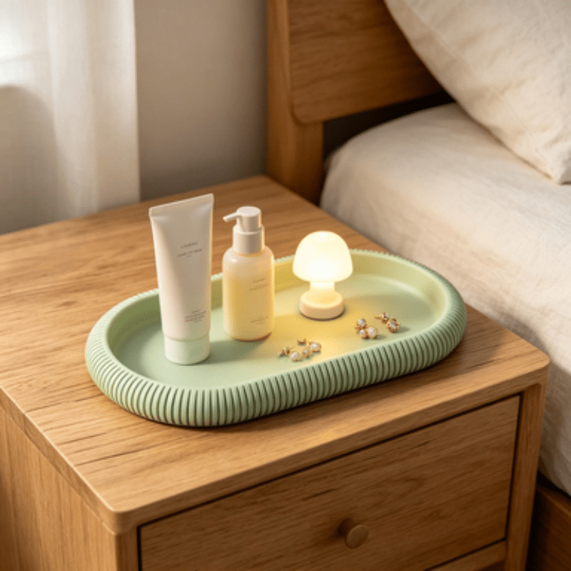 楕円形の収納トレイ装飾オーガナイザープレート滑り止めデスクト - Vanity Home Decor のレビューと価格