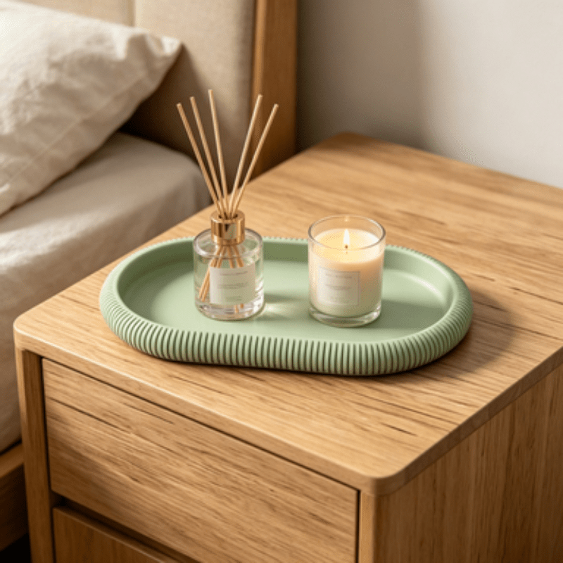 楕円形の収納トレイ装飾オーガナイザープレート滑り止めデスクト - Vanity Home Decor のレビューと価格