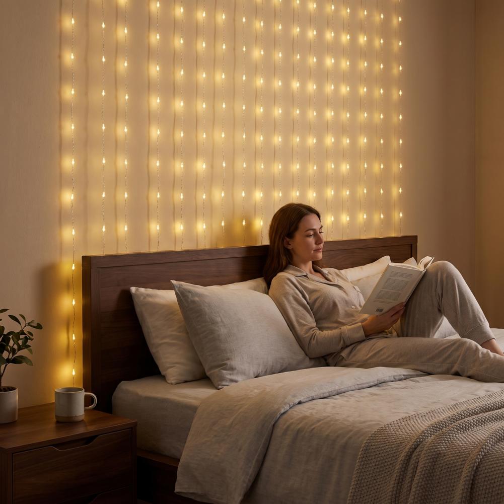 寝室用ムードライト、400個のLEDライトが連なったカーテン - Fairy Lights Bedroom のレビューと価格