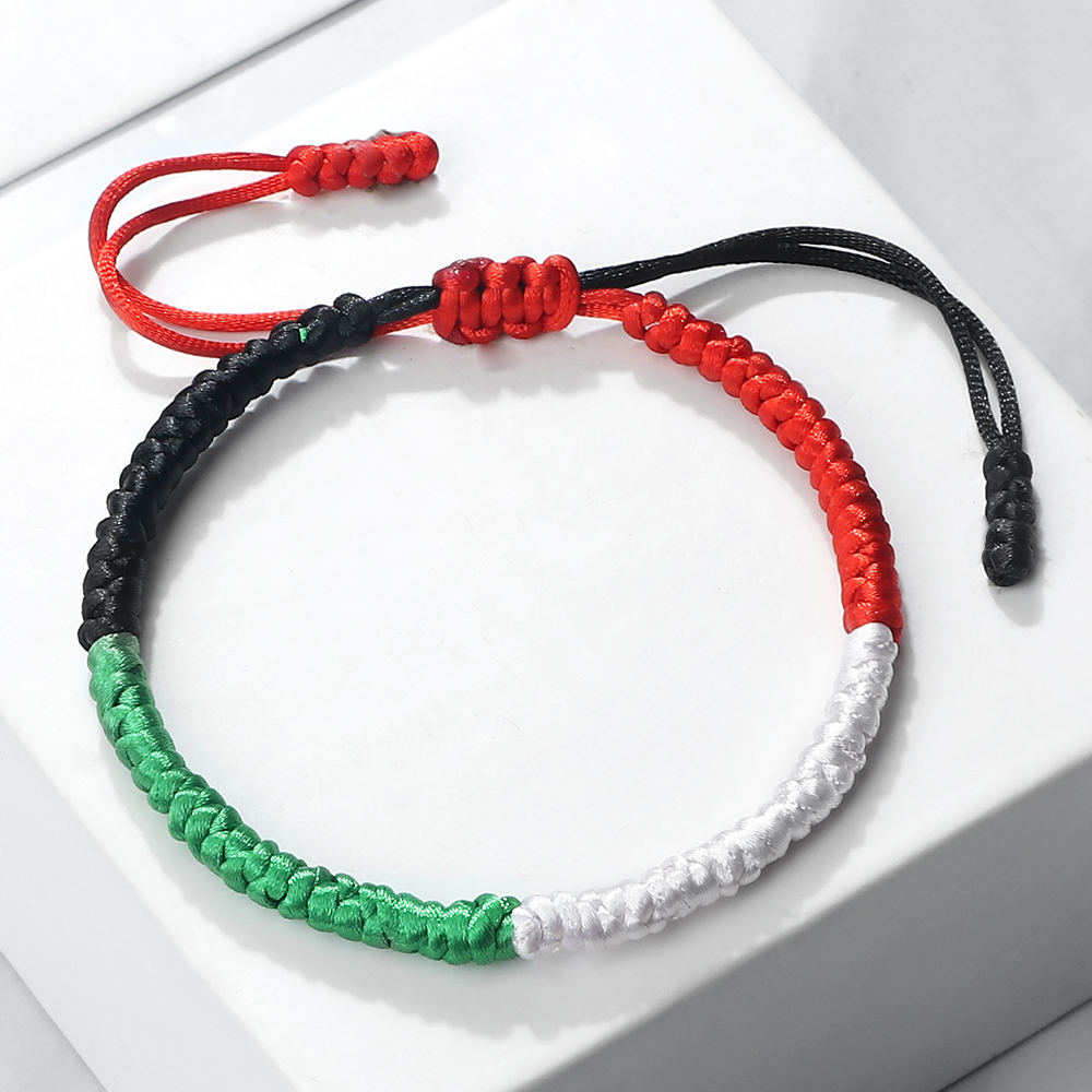 パレスチナ国旗ストリングブレスレット赤、黒、白、緑ロープ編組 - Home Decor Uae のレビューと価格