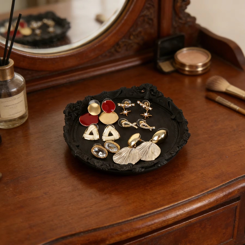 バロックゴシック彫刻ジュエリートレイ、豪華なヴィンテージ装飾 - Vanity Home Decor のレビューと価格