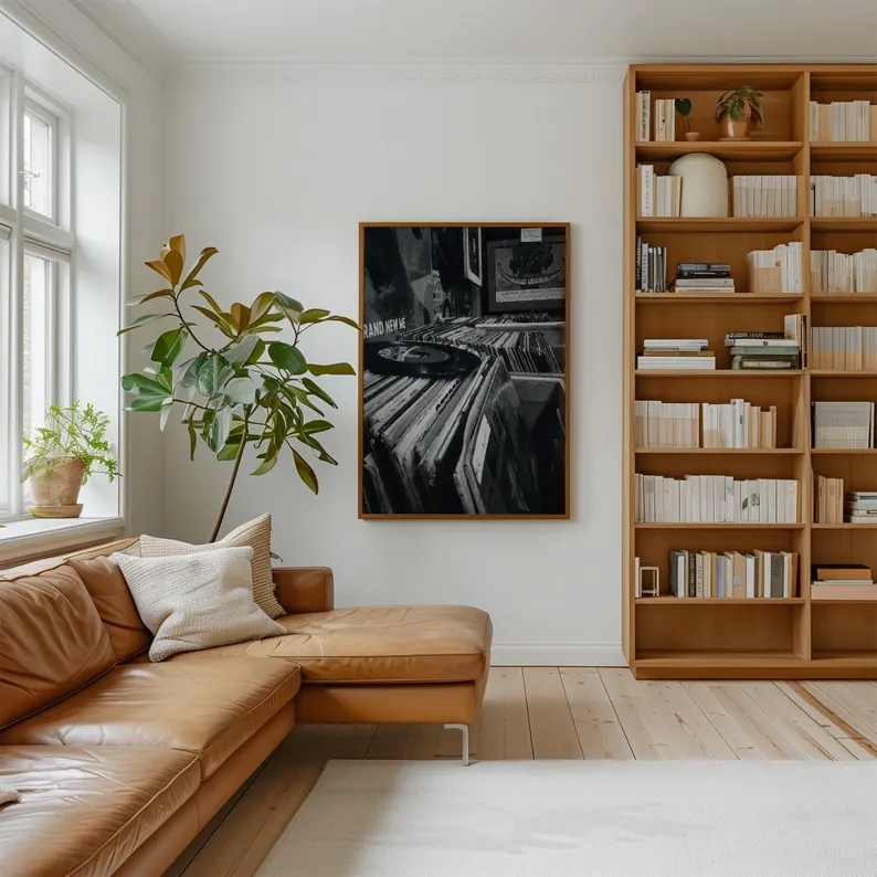 現代のビニールレコードストア黒白写真壁アートプリントキャンバ - Home Decor Store のレビューと価格