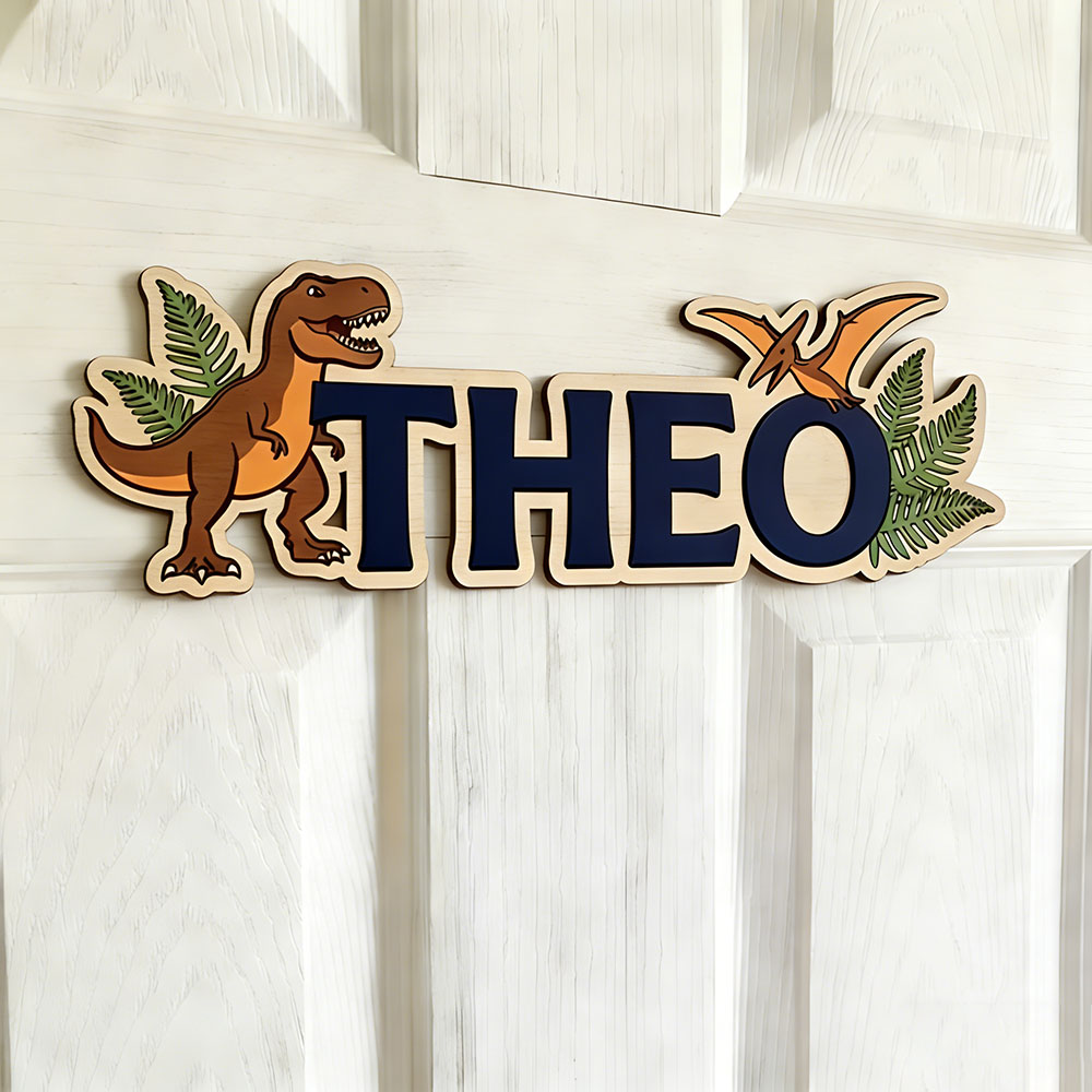愛する赤ちゃんのためのパーソナライズされた恐竜の名前入りサイ - Home Decor Names のレビューと価格