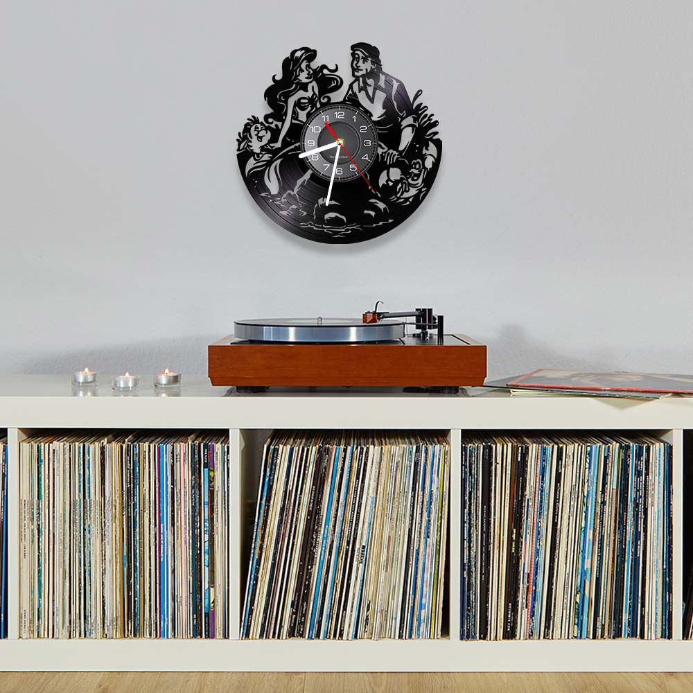 人魚姫王子ビニールレコード壁時計海底ファンタジーストーリーヴ - Home Decor Under 300 のレビューと価格