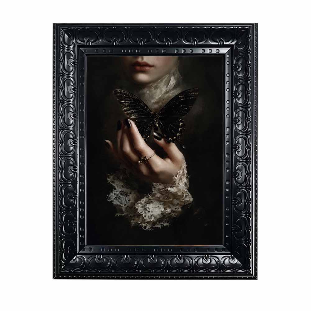 額入りキャンバスウォールアート、ダークゴシックの女性の手と黒 - Abstract Oil Painting のレビューと価格