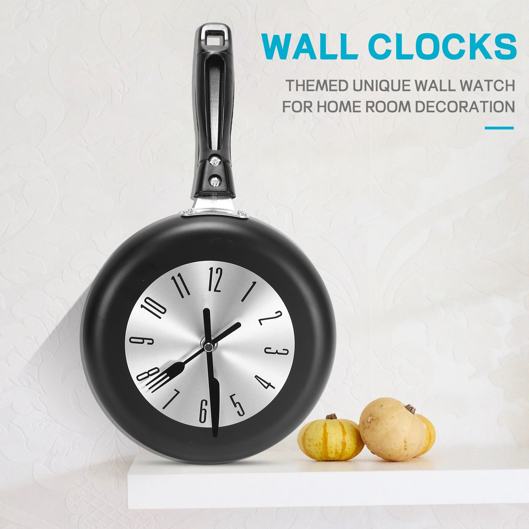 (A95Z) 8インチ フライパンデザイン 壁掛け時計 キッ - Home Decor Design のレビューと価格