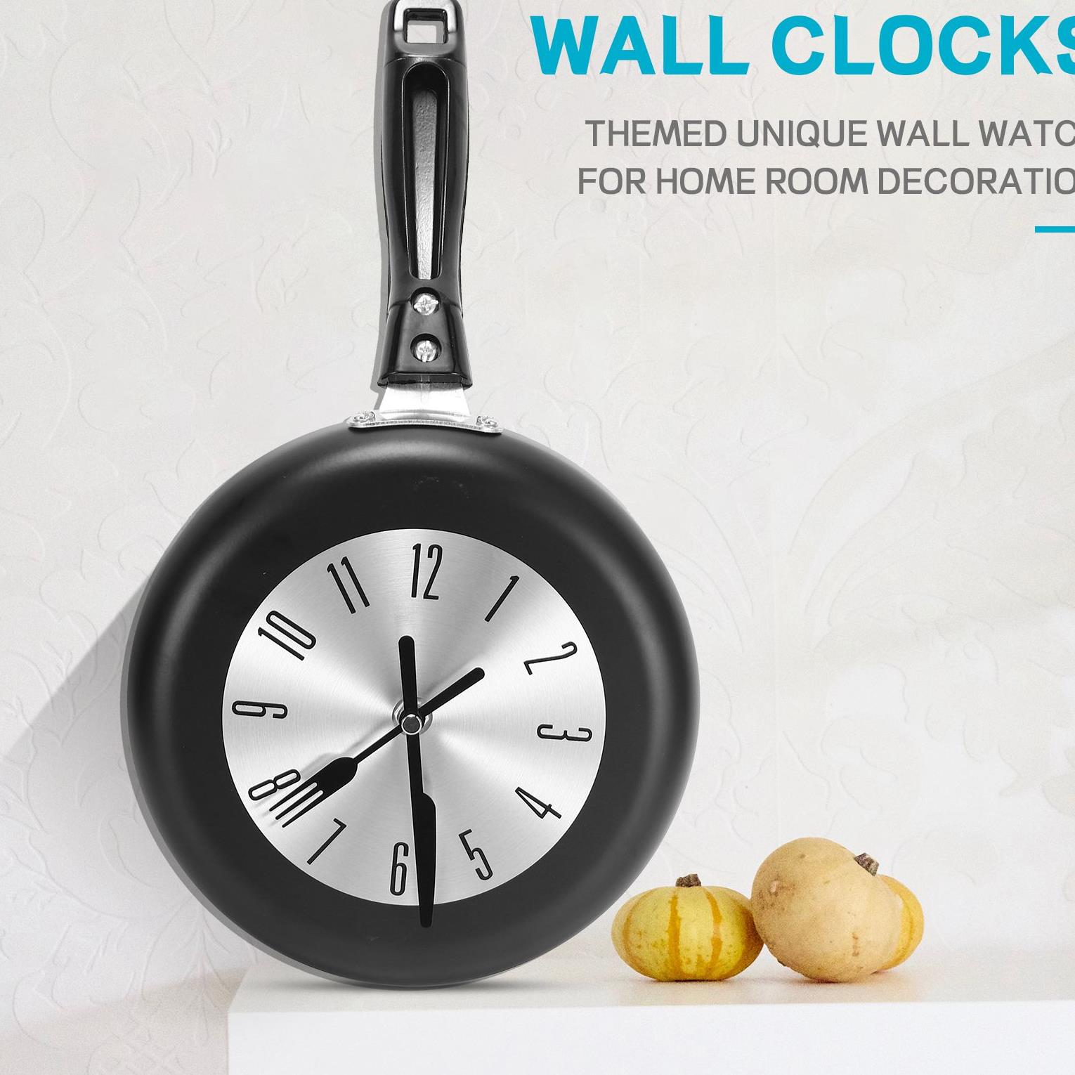 (A95Z) 8インチ フライパンデザイン 壁掛け時計 キッ - Home Decor Design のレビューと価格