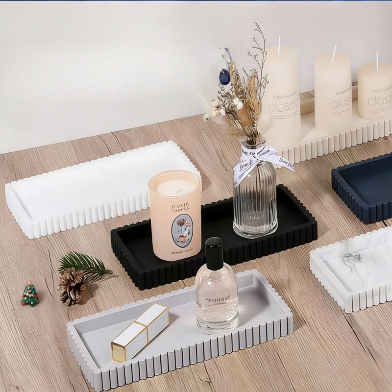 シリコン製溝付きエッジ収納トレイ、食品グレードの長方形装飾ト - Vanity Home Decor のレビューと価格