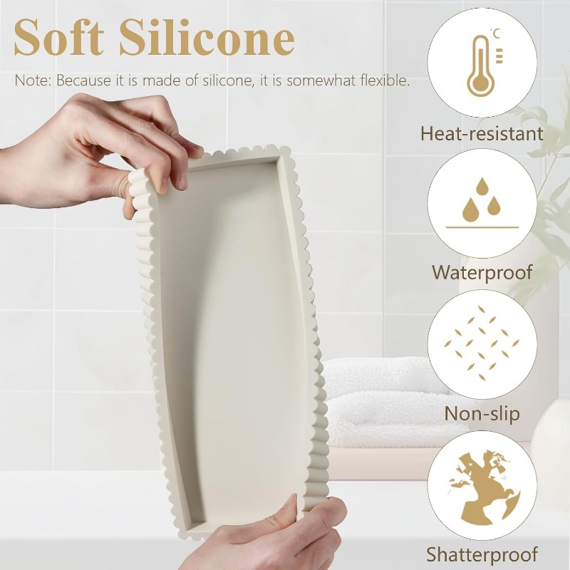 シリコン製溝付きエッジ収納トレイ、食品グレードの長方形装飾ト - Vanity Home Decor のレビューと価格