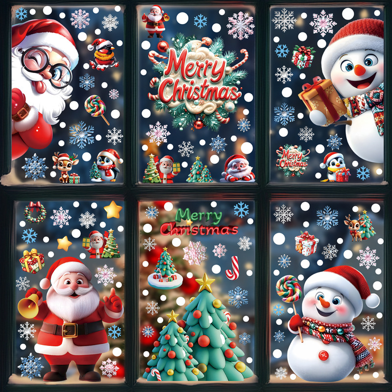 クリスマスのお祝いのPVC静電ガラスステッカー 雪だるま サ - Home Decor Store のレビューと価格