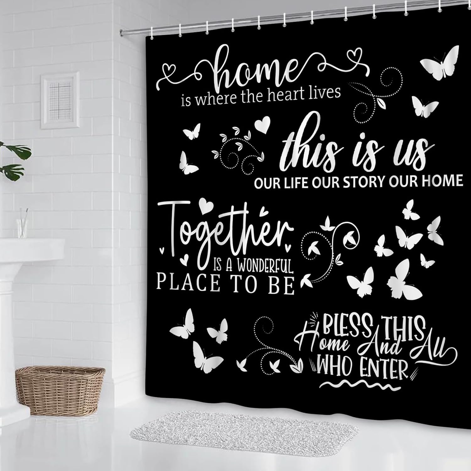 ボヘミアンファームハウスのスクリプト引用文入りブラックシャワ - Home Decor Quotes Ideas のレビューと価格