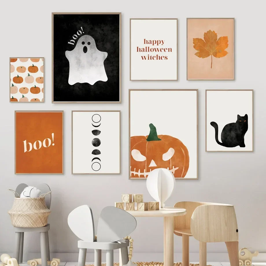 猫ハロウィンソウルカボチャ壁アートキャンバス絵画北欧ポスター - Abstract Oil Painting のレビューと価格