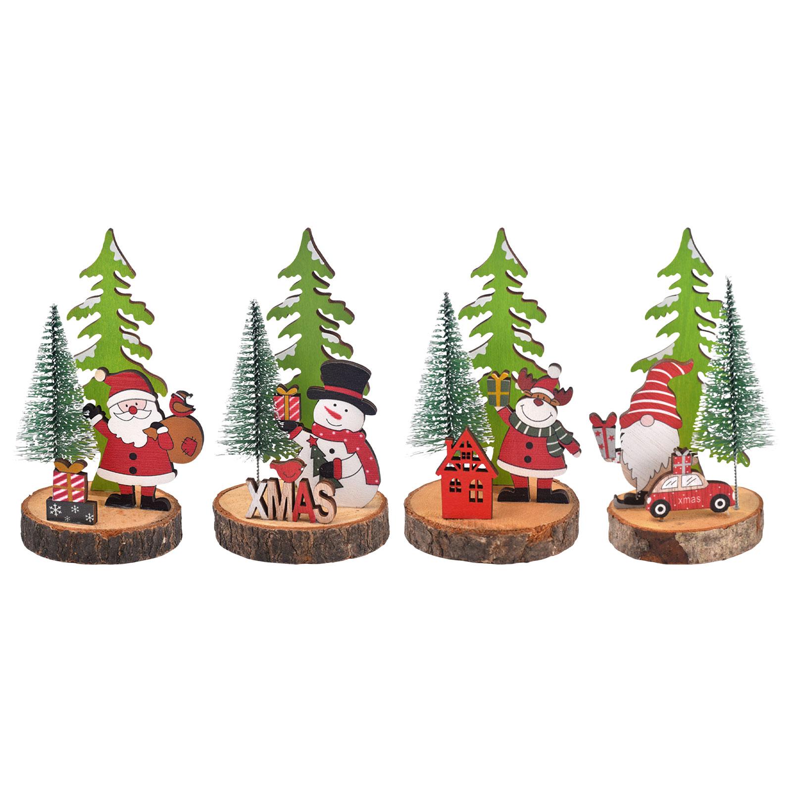 ミニチュアの木製クリスマスツリー。卓上装飾、自立式の農家風彫 - Home Decor Tree のレビューと価格