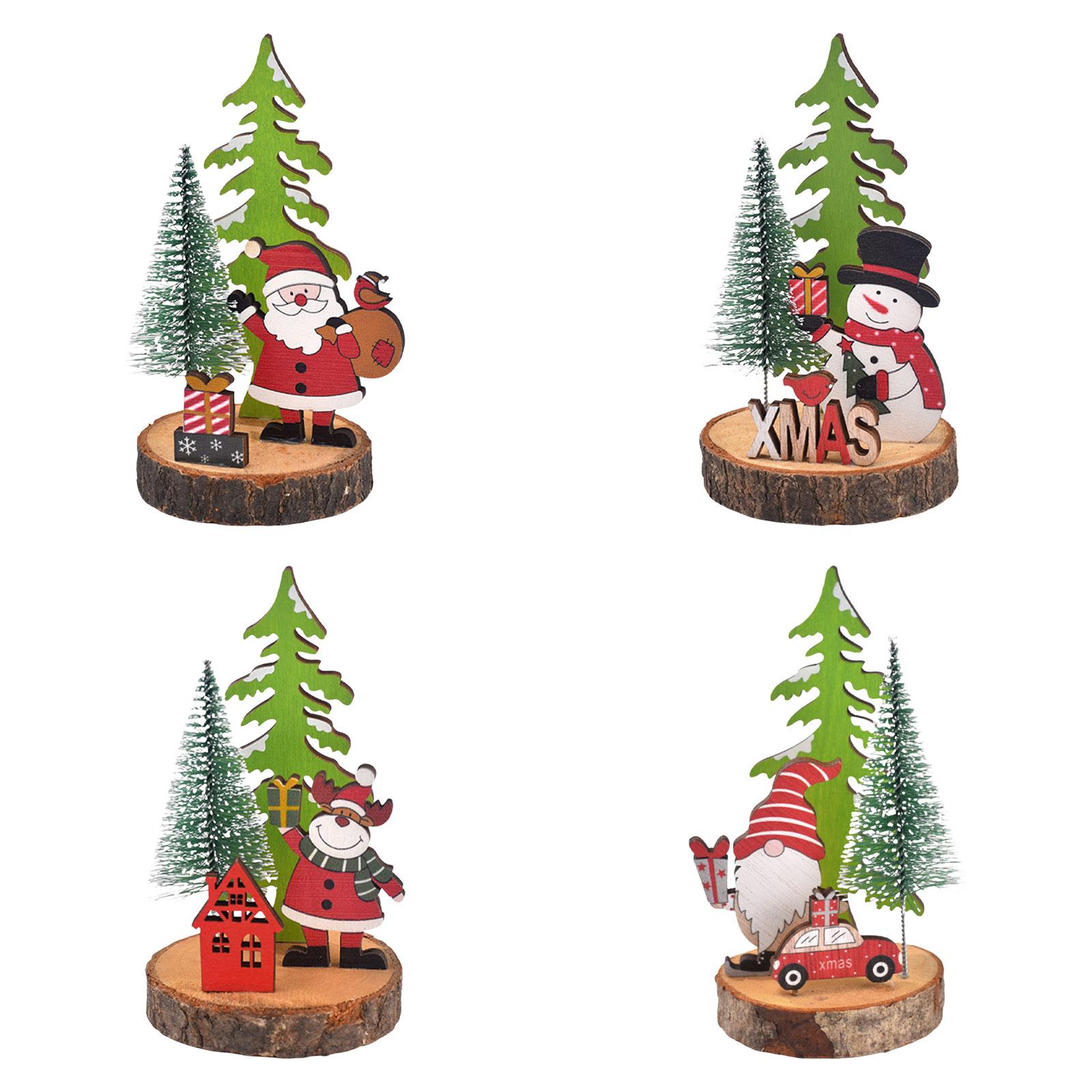 ミニチュアの木製クリスマスツリー。卓上装飾、自立式の農家風彫 - Home Decor Tree のレビューと価格