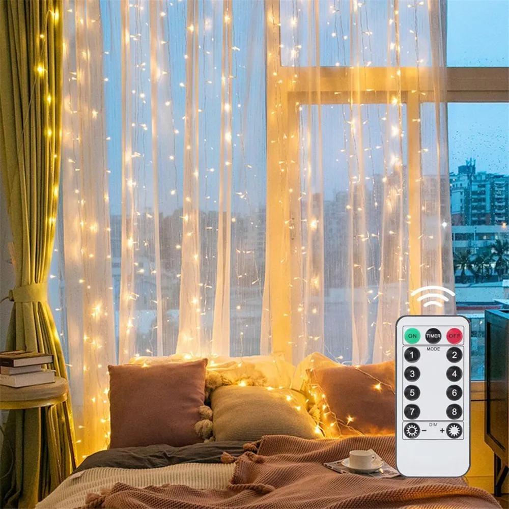 3/6M USB LED カーテン 8 モードリモコンライト - Fairy Lights Bedroom のレビューと価格