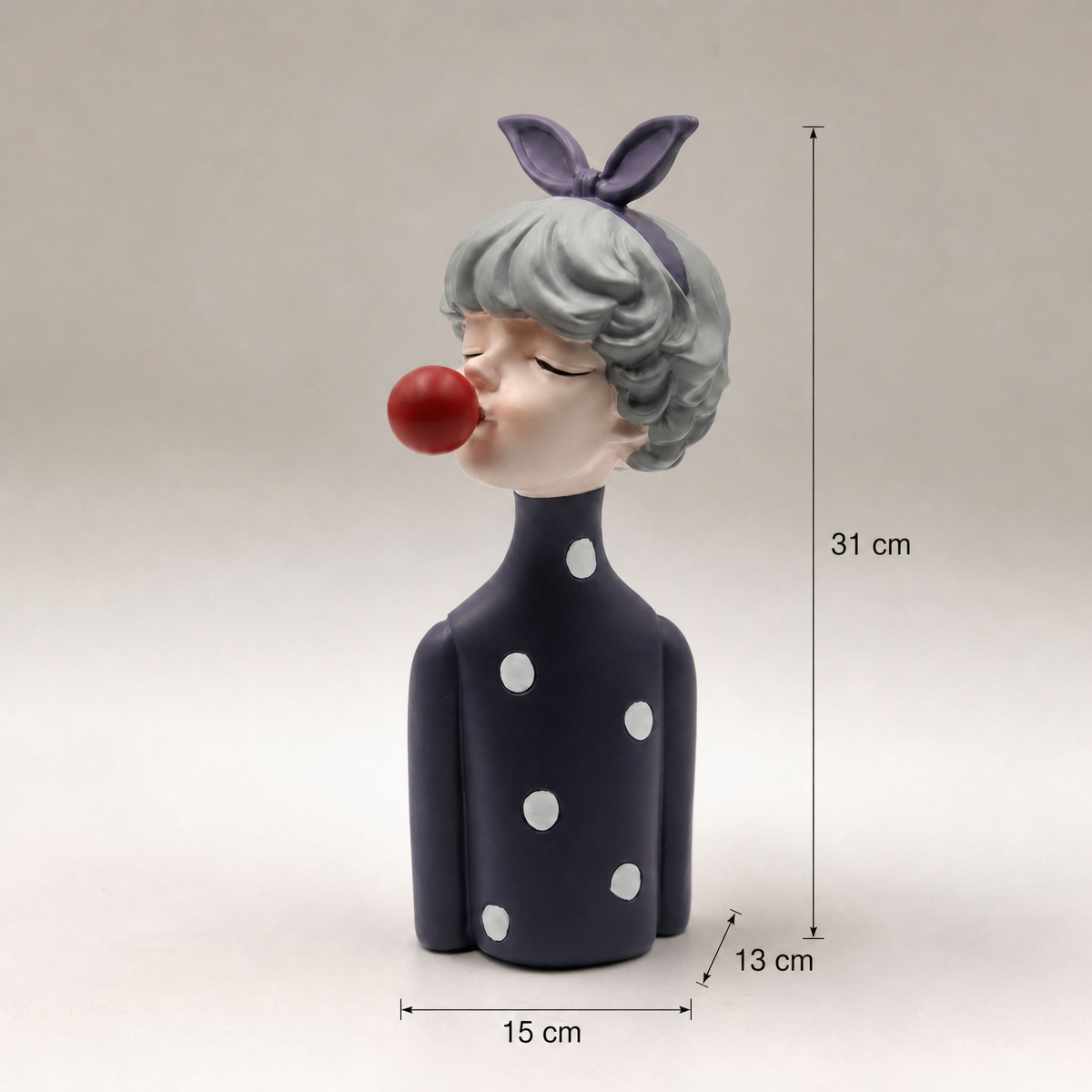 北欧風のバブルガムガール樹脂製置物、キュートなモダンガール像 - Vanity Home Decor のレビューと価格